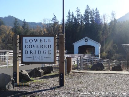 Lowell Covered Bridge, just off Highway 58 in Lane County, Oregon.